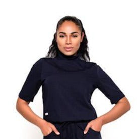 Turtleneck Scrub Top (Navy)