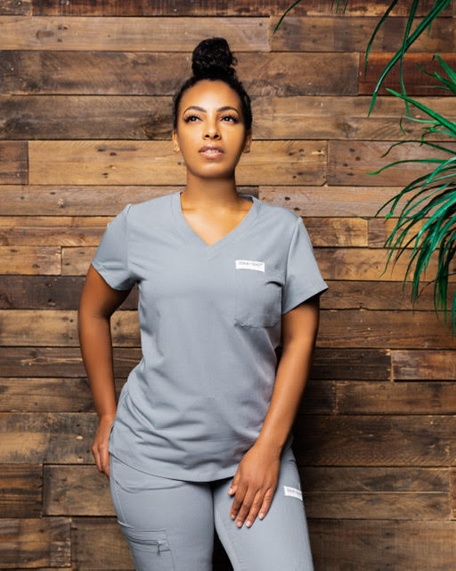 Scrub Addict Gray V-Neck